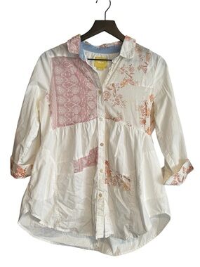 Maeve Anthropologie Floral / Paisley Button Down  Blouse Boho  Size Small